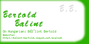 bertold balint business card